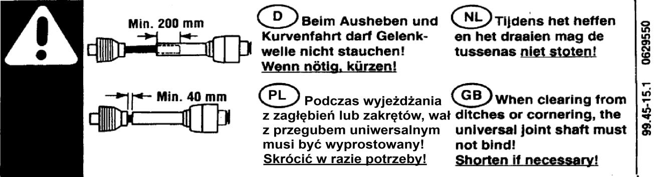 Montageanleitung Set-up Instructions Instrukcja montażu Gelenkwelle P.t.o. shaft WOM Gelenkwelle mit Sternratschenseite immer an der Maschine aufstecken!