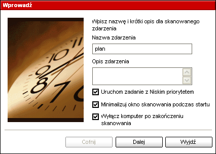 Moduł Antywirus 07 Kliknij Nowy aby ustawić nowy wpis w terminarzu. Uruchomi się kreator terminarza, który krok po kroku pozwoli zdefiniować skanowanie.