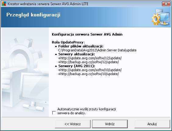 8.1.1. Przegląd konfiguracji Ta sekcja zawiera przegląd konfiguracji, która zostanie wdrożona na serwerze. W zasadzie na serwerze zostanie wdrożona tylko rola UpdateProxy.