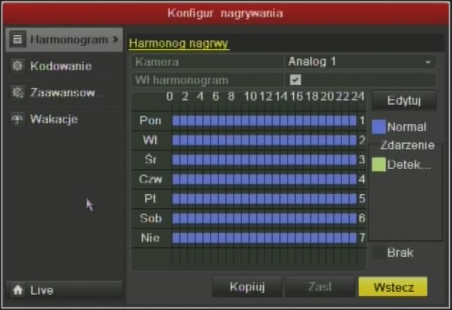 następnie w oknie kopiowania zaznacz numery kanałów wideo/kamer, na które powyższe ustawienia mają być skopiowane. By wykonać, wybierz opcję OK. 10.2.