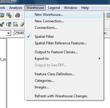 Do tworzenia nowej geohurtowni danych służy polecenie Warehouse New Warehouse: Natywnym formatem bazy danych dla Geomediów jest format ACCESS.