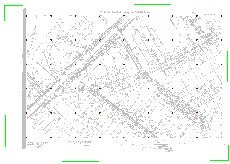 Punkt źródłowy to punkt na rastrze a docelowy to punkt geokodowany. Wektory transformacji są zapisywane i mogą byd wykorzystane w dowolnym momencie dla dowolnej powierzchni rastrowej.