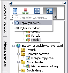 Kopiowanie warstwy Drogi do formatu SHP 1 W Eksploratorze mapy wybierz schemat SDF_1. 2 Kliknij pozycję Narzędzia Kopia całkowita.