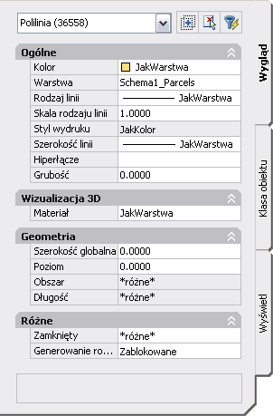 Określanie właściwości działek 8 Zamknij okno Właściwości i naciśnij klawisz Esc, aby odznaczyć obiekty i wyświetlić je, używając nowych kolorów.