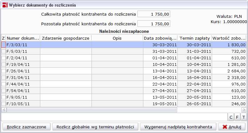 Dodawanie operacji jest równieŝ moŝliwe z poziomu słownika operacji: Kasa > Słownik operacji.