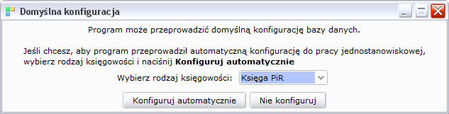 Rysunek 1: Domyślna konfiguracja bazy danych Po wybraniu opcji Nie konfiguruj uŝytkownik zostanie przeniesiony do okna