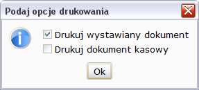 Rysunek 97: Wystawianie dokumentu - pozostałe dane dokumentu Wydrukiem sterują opcje drukowania Ust. druk. Dodatkowo moŝna włączyć podgląd wydruku w konfiguracji programu.