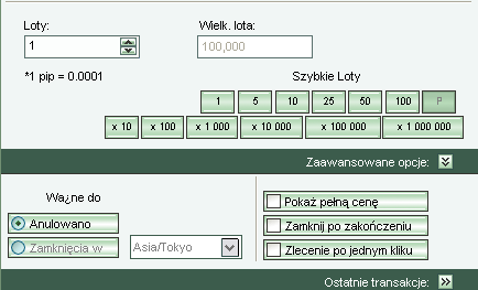 Wprowadzanie Otwarcie formularza zlecenia bezpośredniego 1. Podwójne kliknięcie na Symbol w tablicy kwotowań 2. Menu na pasku narzędzi, handel, zlecenie bezpośrednie 3.