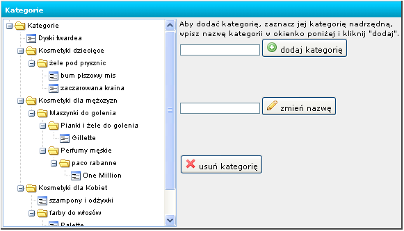 (rys. 6.1.12a) K liknięcie tej opcji oznacza dodanie kolejnej kategorii, instrukcja pomocnicza znajduje się w programie, jak również na zamieszczonym powyżej przykładzie.