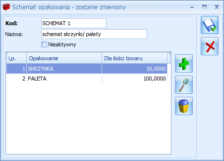 Str. 248 Moduł Handel v. 2012.5.1 Rys. Schemat opakowań kaucjonowanych Należy przy tym pamiętać, że jeden schemat może być wykorzystany dla wielu towarów.