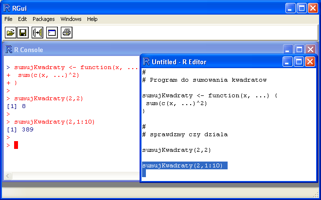 EdytoR 7 Rysunek 1.1: Przykładowe okno wbudowanego edytora RGui.
