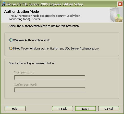 rys. Wybór sposobu autentykacji Tutaj administrator wybiera sposób autoryzacji połączeń z serwerem SQL.