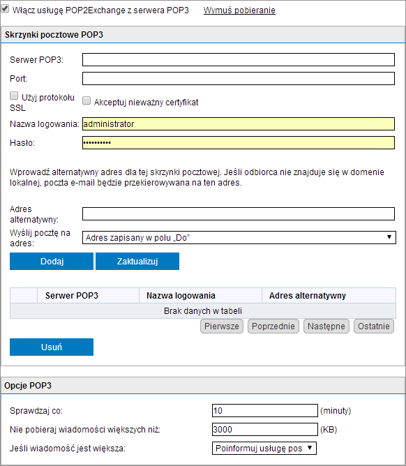 Screenshot 140: Narzędzie pobierania z serwera POP3 programu GFI MailEssentials 2.