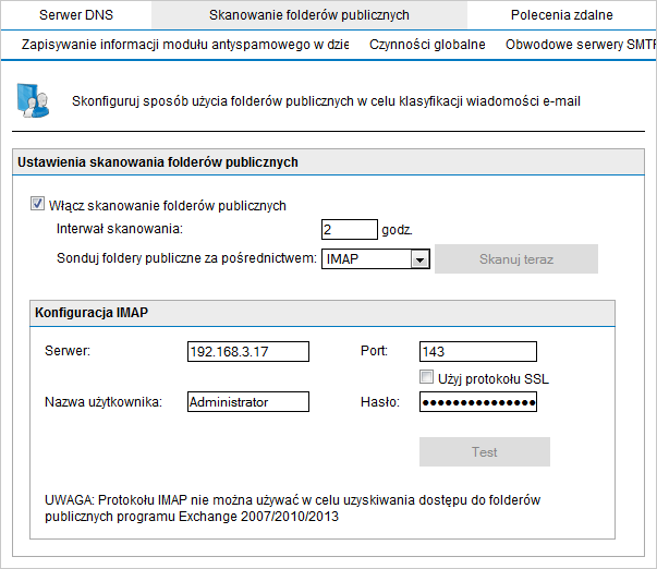 Screenshot 11: Włączanie funkcji Skanowanie folderów publicznych 13. Zmień ustawienia w rejestrze, aby korzystać z tej funkcji.