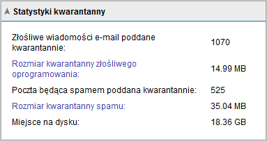 Usługi Screenshot 22: Usługi programu GFI MailEssentials W obszarze Usługi są wyświetlane informacje dotyczące stanu usług programu GFI MailEssentials. usługa została uruchomiona.