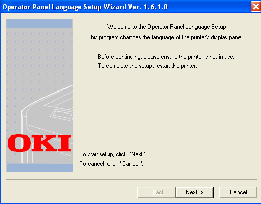 Programy narzędziowe dla systemu Windows języka panelu operatora Można zmienić język używany na panelu operatora. 13 Kliknij opcję [Strona testowa] i kliknij przycisk [Dalej].