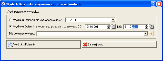 wybrać z listy trzecią opcję strategii księgowania o nazwie Zaksięguj wszystkie dokumenty z wybranego przedziału czasu ustalamy zakres całego zamykanego roku, np.