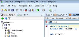 inc(300); Okno programu SQL Developer Wywoływanie pakietów Oracle SQL Developer Pakiety bez ciała definiowanie