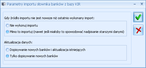 Domyślnie przy imporcie listy banków, wprowadzaniu nowego banku itp. Parametr jest automatycznie zaznaczany (obecnie wszystkie numery rachunków w bankach polskich są zgodne z numeracją IBAN).