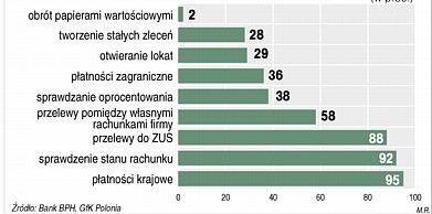 głównie do dokonywania płatności, sprawdzenia stanu rachunku oraz dokonaniu przelewu na ZUS (Rys. 5).