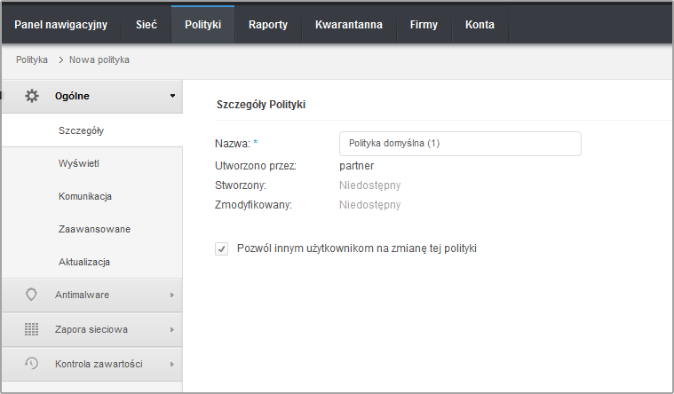 Data i czas ostatniej modyfikacji polityki Polityki Komputera Możesz zmienić nazwę polityki poprzez dodanie nowej nazwy w polu Zapisz.