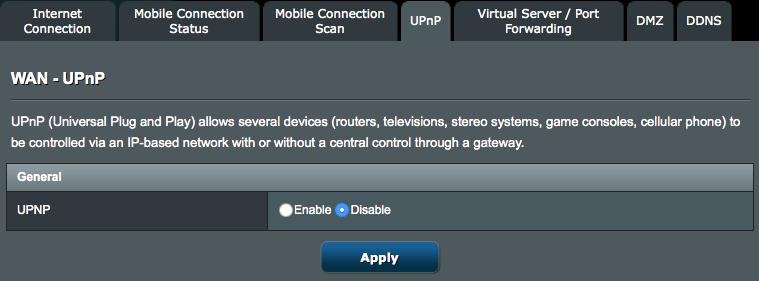 4.3.4 UPnP Protokół UPnP (Universal Plug and Play) umożliwia sterowanie kilkoma urządzeniami (takimi jak routery, telewizory, zestawy stereo, konsole do gier i telefony komórkowe) w sieci z obsługą