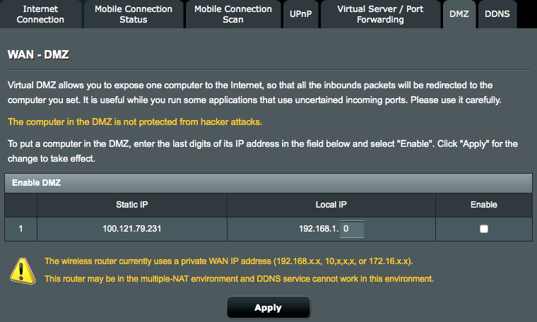 4.3.6 DMZ (Strefa DMZ) W wirtualnej strefie DMZ dostęp do Internetu ma jeden klient, który odbiera wszystkie pakiety przychodzące do danej sieci lokalnej.