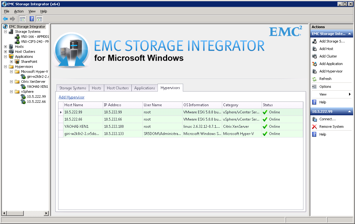 EMC Storage Integrator (ESI) dla Windows Łatwy w użyciu plug-in do konsoli MMC Pozwala administratorom Windows, SharePoint i Exchange monitorować i zarządzać macierzami dyskowymi EMC w środowiskach