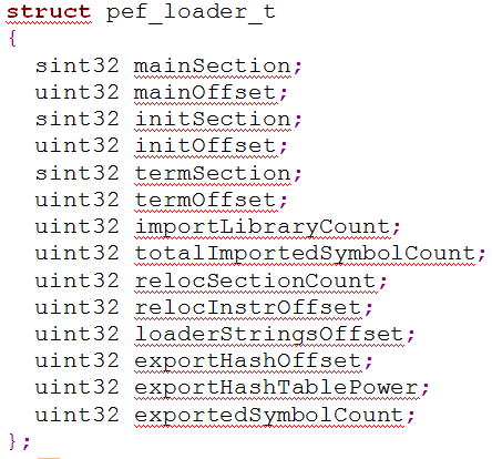 Struktura pef_loader_t Wszystkie offsety zdefiniowane są jako 32-bitowe, w pełni kontrolowane pola. IDA Pro 6.