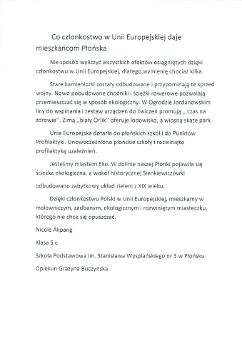 Burmistrz Miasta Płońsk zaprosił dzieci, młodzież oraz dorosłych wszystkich mieszkańców Płońska do udziału w konkursie: Moje miasto w Unii Europejskiej.