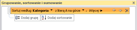 Sortowanie danych Istota sortowania Kategoria Nazwa towaru Cena Łakocie Cuda marcepanowe 25,99 Łakocie Nieziemskie orzechy 16,44 Łakocie Serca kochanków 10,00