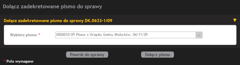 Rysunek 12 Utworzenie nowej sprawy UWAGA! Nową sprawę moŝna takŝe rozpocząć wybierając zadekretowane pismo z listy zadań, a następnie wciskając przycisk Twórz sprawę z pisma.