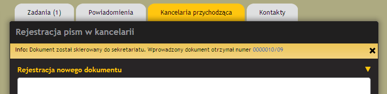 (8) Zaakceptować wprowadzone dane w formularzu rejestracji pisma wprowadzając je do ksiąŝki adresowej poprzez wciśnięcie przycisku Zatwierdź.