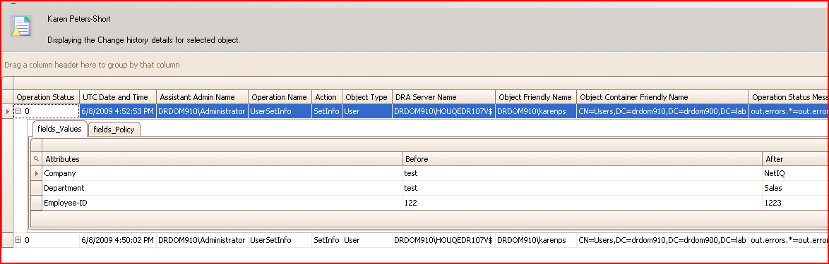 Raporty z działań NetIQ Directory and Resource Administrator 1. Right-click on an object 2.