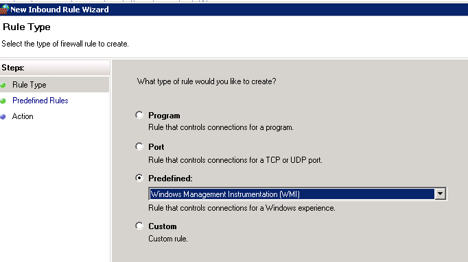 Schemat 4 - operacje na Windows Firewall Przy czym dla Allow inbound remote administration exception ustawiamy podsieci, w których polisa (czyli Spiceworks) ma działad, np. 10.0.0.0/24.