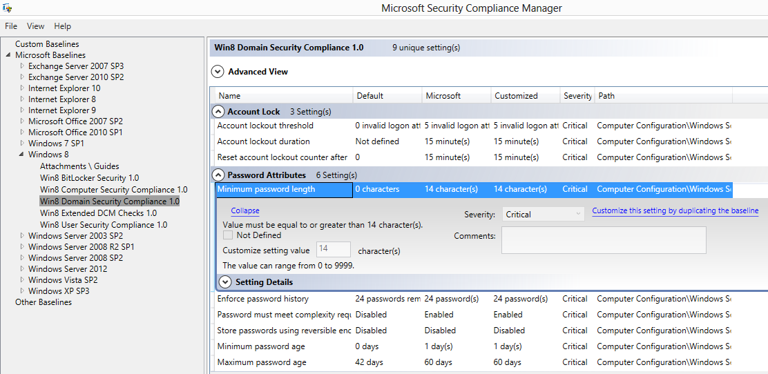 3. Export knowledge sekcja, w której można wyeksportować przygotowane ustawienia bazowe konfiguracji do formatu kopii zapasowej zasady grupowej (Group Policy Backup), paczki SCAP oraz DCM a także