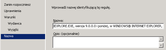 AppLocker dodawanie reguł (4) Tworzenie wyjątków od reguł.