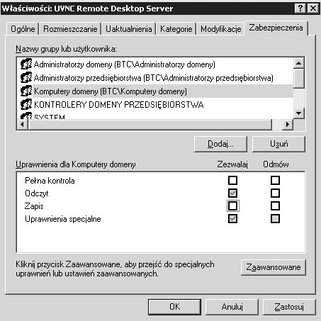 Instalacja 11 każdego użytkownika z osobna. Aby przypisać UVNC Remote Desktop Server do komputerów należy wybrać Konfiguracja komputera -> Ustawienia oprogramowania -> Instalacja oprogramowania.