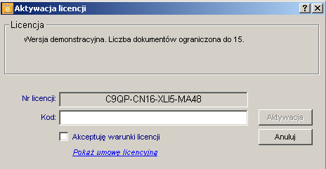 Program korzysta z pliku konfiguracyjnego usr.ini. 2.5. Pierwsze uruchomienie programu Po dwukrotnym kliknięciu na ikonę otwiera się okno aktywowania licencji programu: Rysunek 3.