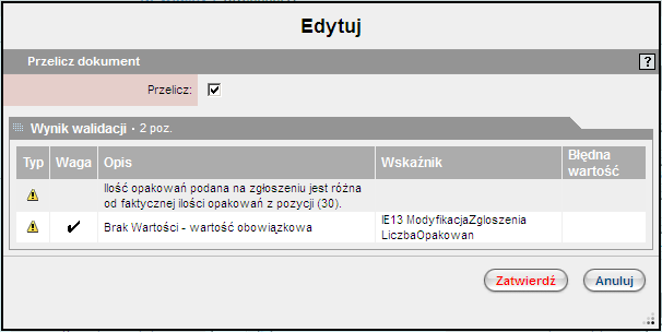 pole opatrzone jest z prawej strony przyciskiem lupy, którego użycie otwiera listę danych słownikowych.