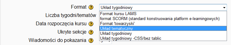 pracuje z zewnętrznym systemem zapisów, pole to należy pozostawić puste. Następne pole służy do zamieszczenia krótkiego opisu kursu, zwanego jego streszczeniem.