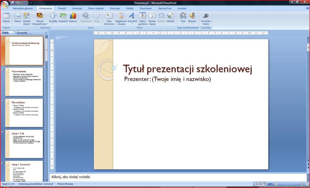 Klikamy w lewym górnym narożniku w przycisk pakietu Microsoft Office i menu wybieramy polecenie NOWY a następnie wybieramy kategorię szablonów do wykorzystania. 2. Po wybraniu szablonu np.