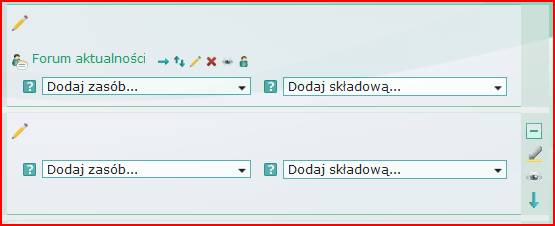 Moduł 7: Wykorzystanie elementów e-learningu wspomagających nauczanie wiedzy o społeczeństwie - zamknięte oko oznacza, że zasób/składowa nie jest widoczna dla studentów.