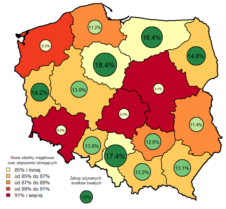 37 W 2013 r. najwyższe nakłady inwestycyjne poniosły przedsiębiorstwa mające siedzibę na terenie województw: mazowieckiego, śląskiego i wielkopolskiego.