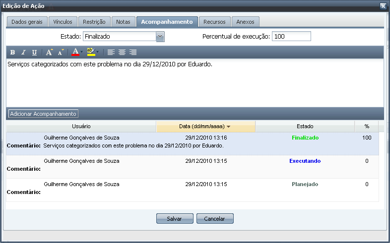 Figure 15: Szczegóły akcji monitoring 10. Automatyczne wysyłanie wiadomości: System pozwala na zaznaczenie opcji automatycznego wysyłania wiadomości do osoby odpowiedzialnej.