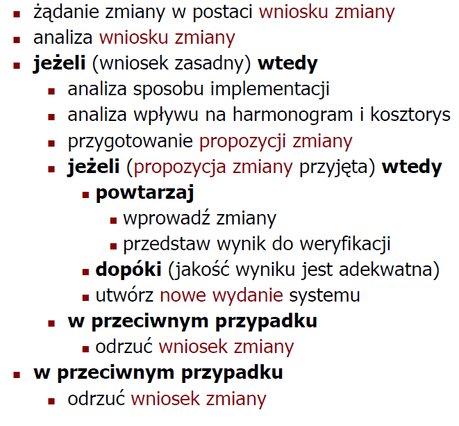 Inżynieria oprogramowania Strona 36 właścicieli komponentów, których zmiany dotyczą) Organizuje współpracę w