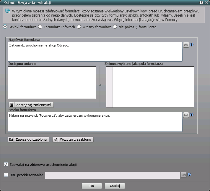 3.1.4.3 Próg zbiorowego uruchamiania akcji Akcje mogą być uruchamiane synchronicznie lub asynchronicznie. Plik Web.config zawiera atrybut o nazwie Datapolis.Workbox.SynchronousActionLaunchThreshold.