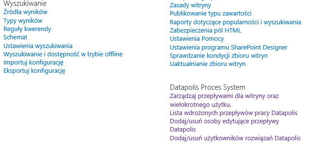 5.1.2 Lista wdrożonych przepływów pracy Datapolis Strona ukazuje informacje o wdrożeniach przepływów pracy dla listy i dla witryny na dowolnej wybranej witrynie.