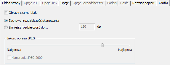 Readiris TM 14 - Podręcznik użytkownika GRAFIKI Opcje grafik służą do określenia sposobu odwzorowania grafik w dokumencie wyjściowym, np. czarno-białe lub w kolorze.