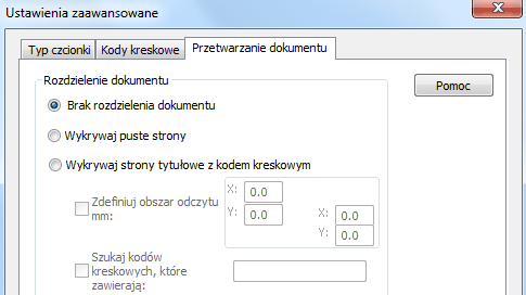 Sposób na Aby przejść do opcji oddzielania od siebie dokumentów: Kliknij przycisk Readiris, a następnie Ustawienia zaawansowane. Kliknij zakładkę Przetwarzanie dokumentów.